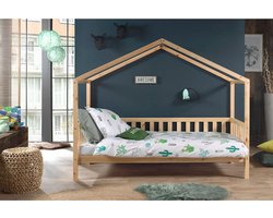 Vipack Kinderbed Dallas 90x200cm - Sofabed als Huis - Bed met Dak - Peuterbed - Ledikant - Kajuitbed - Hout