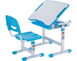 Vipack-Kinderbureau-verstelbaar-Comfortline-201-met-stoel-blauw-en-wit