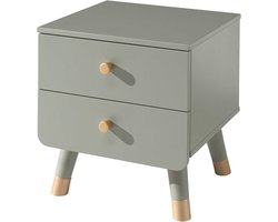 Vipack - Nachtkastje - Billy - met - 2 - lades - hout - olijfgroen