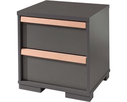 Vipack - Nachtkastje - London - met - 2 - lades - hout - antracietkleurig