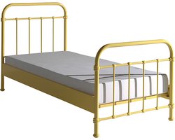 Vipack New York Kinderbed - Metalen Bedframe met Lattenbodem - 90x200 cm - Geel