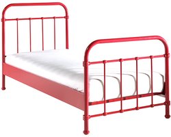 Vipack New York Kinderbed - Metalen Bedframe met Lattenbodem - 90x200 cm - Rood