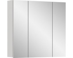 Vira Witte Melamine Spiegelkast - 2 Deuren - 2 Planken - Grote Spiegel - Tijdloos Design - Modulair - FSC Gecertificeerd - 82cm x 77cm x 18cm