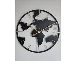 Virella - Wandklok - Industriële Wereldkaart Wandklok