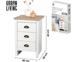 "VIRGINIA" NACHTKASTJE MET 3 LADES KOLONIALE DESIGN 40X38XH60CM