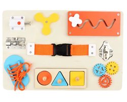 Virosa Busy Board – Educatief Houten Activiteitenbord – Reisspeelgoed Baby & Peuter – Sensorisch Montessori Speelgoed – Fijne Motoriek Ontwikkeling – Educatief Babyspeelgoed voor Onderweg