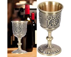 VirtuBuy- Europese Bronzen Wijnbeker - Vintage Kelk - Reliëf - Bruiloften - Melk en Wijn - Verzamelen - Ornamenten - Koninklijke - Geschikt voor Diverse Gelegenheden - Brons of Zilverkleurig - Langwerpig Model - Decoratief en Functioneel.