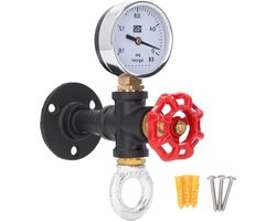 VirtuBuy- Kapstok - Kleding - Rustieke - Wandmontage - Industrieel - Handdoek Hanger - Gewaad - Rood - Wandmodel - Geschikt voor Thuis en Kantoor - Rood Handwiel - Met Hardware - Zware Rustieke Pijp Handdoek Houder A Stijl.