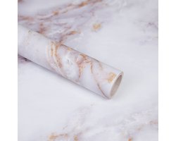 Virtubuy - Marble Contact Paper - Zelfklevend Marmerfolie - 60x500 cm - Wit - Peel and Stick Wandbekleding - Geschikt voor Keuken en Badkamer - Wate..