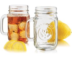 Virtubuy - Mason Jar Drinkglazen - 480 ml - Perfect voor cocktails en limonade - Set van 2 - Lichtgewicht - Voor tuinfeesten en barbecues