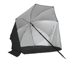 VirtuFit Strandparasol - Afneembaar Windscherm - Zwart - 160 x 180 cm - Stevige Constructie - Incl. Draagtas