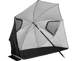 VirtuFit Strandparasol Premium - Zwart - 200 x 212 cm - Windscherm met Afrits Vlakken - Stevige Constructie - Incl. Draagtas