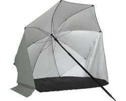 VirtuFit Strandparasol - Windscherm - Grijs - 160 x 180 cm - Afneembaar Windscherm - Stevige Constructie - Strandparasol met Draagtas - Strandparasols - Strand Parasol - Strandtent