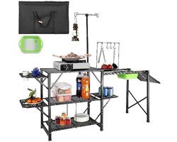 VirtuQuality® - Camping keuken tafel - Met gootsteen - Aluminium - Opvouwbaar - opvouwbare camping keuken tafel - camping kook tafel