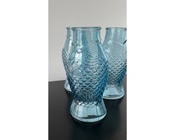 Vis karafje blauw glas (3 stuks)