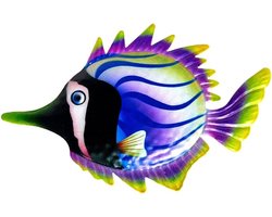 Visdecoratie - Kleurige ijzeren sculptuur - Wanddecoratie voor balkon en patio 26 * 16 * 2