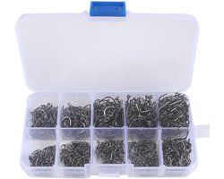 Vishaken Set - 500 Stuks - Met Oog - 10 Maten - Alle Vissoorten - Hengelsport Accessoires
