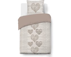 VISION Alice Dekbedovertrekset - 100% katoen: zacht en soepel - Eenpersoons - Dekbedovertrek 140 x 200 cm met 1 bijhorende sloop -Beige - Oekotex gecertificeerd