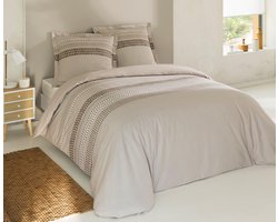 VISION Athony Dekbedovertrekset - 100% katoen: zacht en soepel - Kingsize - Dekbedovertrek 260 x 240 cm met 2 bijhorende slopen - Beige - Oekotex gecertificeerd