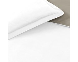 VISION Bicolor - Tweezijdig omkeerbaar Dekbedovertrekset - 100% katoen: zacht en soepel - Eenpersoons - Dekbedovertrek 140 x 200 cm met 1 bijhorende sloop - Beige / Wit - Oekotex gecertificeerd