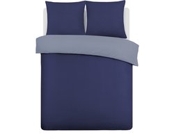 VISION Bicolor - Tweezijdig omkeerbaar Dekbedovertrekset - 100% katoen: zacht en soepel - Tweepersoons - Dekbedovertrek 155 x 220 cm met 2 bijhorende slopen 80 x 80cm - Grijs / Blauw - Oekotex gecertificeerd