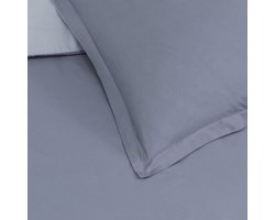 VISION Bicolor - Tweezijdig omkeerbaar Dekbedovertrekset - 100% katoen: zacht en soepel - Tweepersoons - Dekbedovertrek 200 x 200 cm met 2 bijhorende slopen - Grijs / Lichtgrijs - Oekotex gecertificeerd