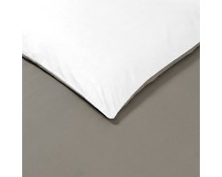 VISION Bicolor - Tweezijdig omkeerbaar Dekbedovertrekset - 100% katoen: zacht en soepel - Tweepersoons - Dekbedovertrek 200 x 200 cm met 2 bijhorende slopen - Beige / Wit - Oekotex gecertificeerd
