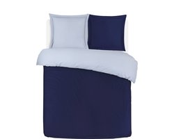VISION Bicolor - Tweezijdig omkeerbaar Dekbedovertrekset - 100% katoen: zacht en soepel - Tweepersoons - Dekbedovertrek 200 x 200 cm met 2 bijhorende slopen - Blauw/grijs - Oekotex gecertificeerd