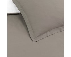 VISION Bicolor - Tweezijdig omkeerbaar Dekbedovertrekset - Eenpersoons - Dekbedovertrek 140 x 200 cm met 1 bijhorende sloop - 100% katoen - Taupe / wit - Oekotex gecertifieerd