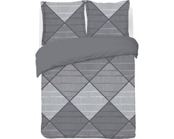 VISION Harold Dekbedovertrekset - 100% katoen: zacht en soepel - Kingsize - Dekbedovertrek 260 x 240 cm met 2 bijhorende slopen - Grijs - Oekotex gecertificeerd