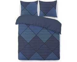 VISION Harold Dekbedovertrekset - 100% katoen: zacht en soepel - Tweepersoons - Dekbedovertrek 200 x 200 cm met 2 bijhorende slopen - Blauw - Oekotex gecertificeerd