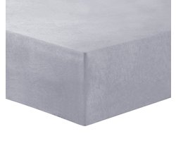 Vision - Hoeslaken - FLANEL 100% Katoen - Zacht en warm - Grijs - 160 x 200cm met ruime hoek van 30cm - geschikt voor boxspring matras - Oekotex gecertificeerd