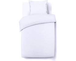 VISION Wit uni Dekbedovertrekset - 100% katoen: zacht en soepel - Eenpersoons - Dekbedovertrek 140 x 200 cm met 1 bijhorende sloop - Oekotex gecertificeerd