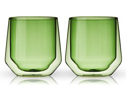 Viski Aurora Tumbler - Dubbelwanding - Glas - 266ml - 2 stuks - Green