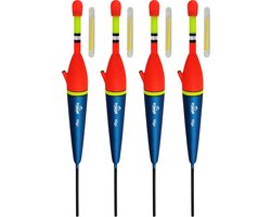 Visloodjes met Verlichting - Dobbers Set - Nacht Vissen - Lijn Doorvoer - 4 Stuks 10g - Oranje Antenne