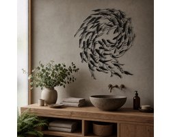 Vissen - Muurdecoratie - Wanddecoratie - Muurdecoratie woonkamer - Schilderij - Muurdecoratie slaapkamer - Vis - Industrieel - Wanddecoratie hout natuurlijk - Wandcirkel - Wanddecoratie buiten - Wanddecoratie tuin - Wanddecoratie rond - Slaapkamer