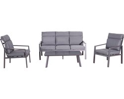 Vista | Loungeset Blokset Dining Set Tuinset | Aluminium | 3-Zitsbank, Twee Loungestoelen, Lage Tuintafel | 5 Zitplaatsen