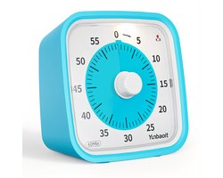Visuele Timer met Siliconen Hoes- 60 Min Afteltimer - Stil Tijdbeheer voor Studeren, Werken, Koken en Vergaderingen - Inclusief Alarmfunctie - Yunbaoit VT01 - Blauw/Blauw