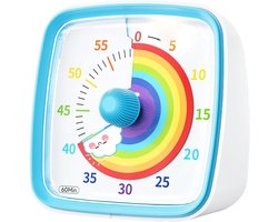 Visuele timer voor kinderen en volwassenen - 60 minuten regenboog afteltimer met dempende flitsfunctie - Tijdmanagementtool voor klaslokaal, thuis, keuken, kantoor - Blauw