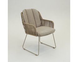 VITA - Carma Fauteuil creme - Tuinstoel - aluminium onderstel - Met slijtdopjes - Olefin weersbestendig rope - Vita tuinmeubelen - Dubbel gepoeder coat - Met rug en zit kussen