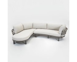 Vita - Castel organic hoekset - Met kussens - aluminium onderstel - weersbestendig rope - deluxe loungeset - creme - Vita tuinmeubelen