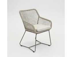Vita - Emilia Tuinstoel - beige/beige - Weerbestendig Rope - Met stoeldoppen - Met Olifin zitkussen
