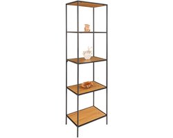 Vita -plank - Stijlvolle opslagoplossing - Zwart metalen frame - Rustieke charme - 51 cm x 36 cm x 170 cm