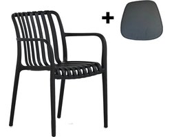 Vita Porto stapelstoel zwart incl. zitkussen