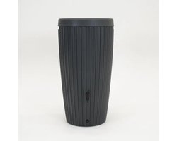 Vita - Regenton Mika - Antraciet - Met bloempot - Met Gardena koppeling kraantje - Lichtgewicht - Breukbestendig - Vorstbestendig - UV-bestendig - 240 Liter inhoud - makkelijke installatie
