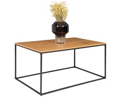 Vita salontafel - slank middelpunt - moderne tafel - eiken -look afwerking - stabiel metalen frame - 60 cm x 90 cm x 45 cm