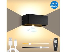 Vitalify® Draadloos LED-wandlamp - Stijlvol, Compact en Op Afstand Bedienbaar - Zwart