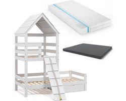 Vitalispa Teddy Huisbed – 90x200 cm met 2 matrassen en lade Wit