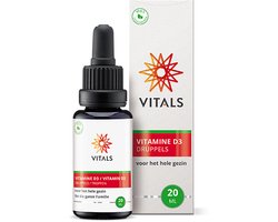 Vitals Vitamine D3 200 IE - 700 druppels van 5 mcg - voor baby, kind en volwassene. Zonder toegevoegde smaakstoffen.