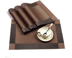 Vitamo™ Duurzame Placemats 4 Stuks - Hittebestendig - Makkelijk schoon - Fijngeweven PVC - 30 x 45cm - Metallic bruin